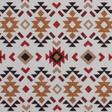Red and Mustard Geometric Printed Brushed Canvas