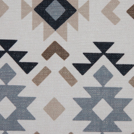 Beige and Gray Geometric Printed Brushed Canvas