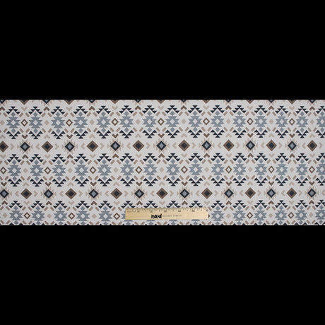Beige and Gray Geometric Printed Brushed Canvas