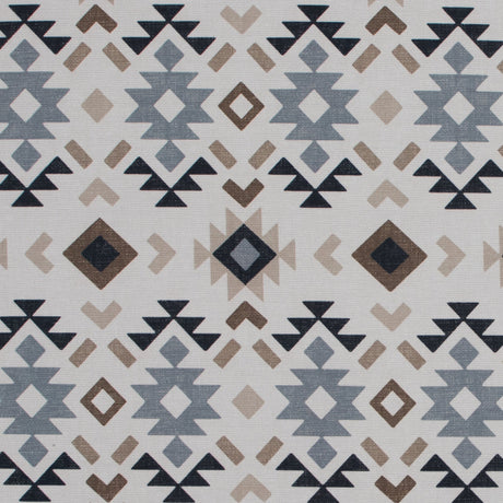 Beige and Gray Geometric Printed Brushed Canvas