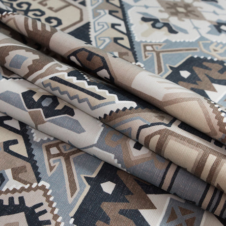 Beige and Gray Aztec Printed Brushed Canvas