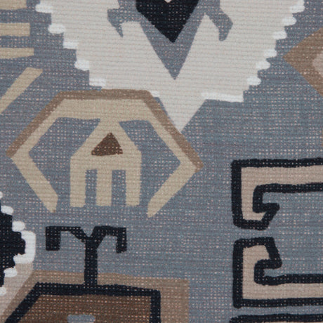 Beige and Gray Aztec Printed Brushed Canvas