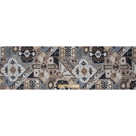 Beige and Gray Aztec Printed Brushed Canvas