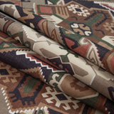 Brown and Green Aztec Printed Brushed Canvas