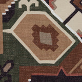 Brown and Green Aztec Printed Brushed Canvas