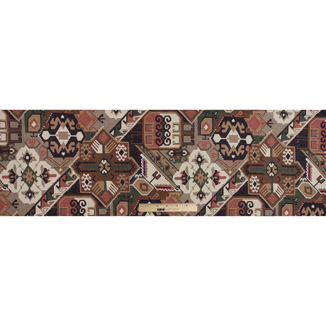 Brown and Green Aztec Printed Brushed Canvas