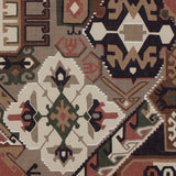 Brown and Green Aztec Printed Brushed Canvas