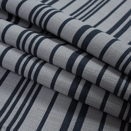 Navy Blazer and Beige Barcode Striped Polyester Woven