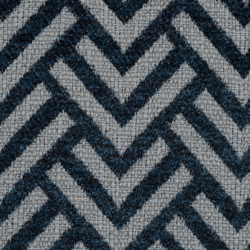 Midnight Navy Chevron Upholstery Chenille