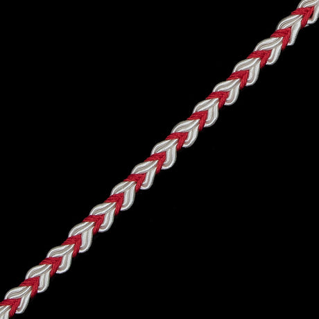 Red and White Two-Tone Braided Trim - 0.25"