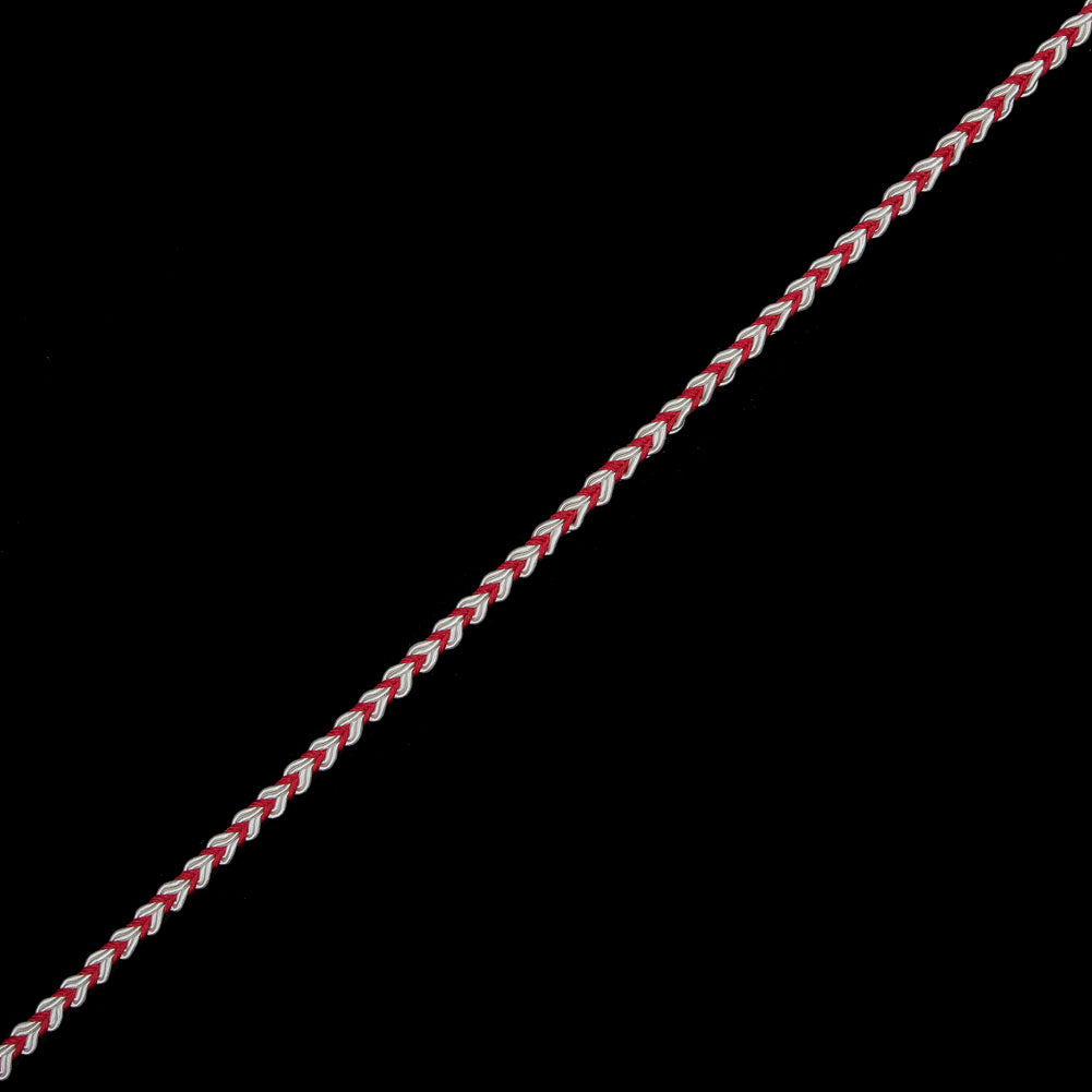 Red and White Two-Tone Braided Trim - 0.25"