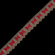 Beige and Red Crochet Chenille Trim - 1.5"