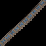 Beige and Blue Crochet Chenille Trim - 1.5"