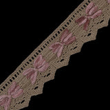 Beige and Pink Crochet Chenille Trim - 1.5"