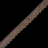 Beige and Pink Crochet Chenille Trim - 1.5"