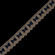 Beige and Navy Crochet Chenille Trim - 1.5"