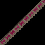 Beige and Fuchsia Crochet Chenille Trim - 1.5"