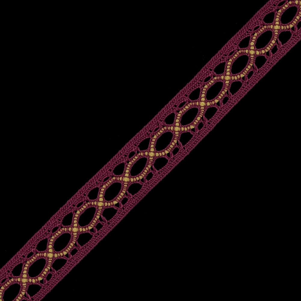 Dusty Rose and Yellow European Crochet Trim - 0.5"
