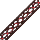 Brown and Coral European Crochet Trim - 0.5"