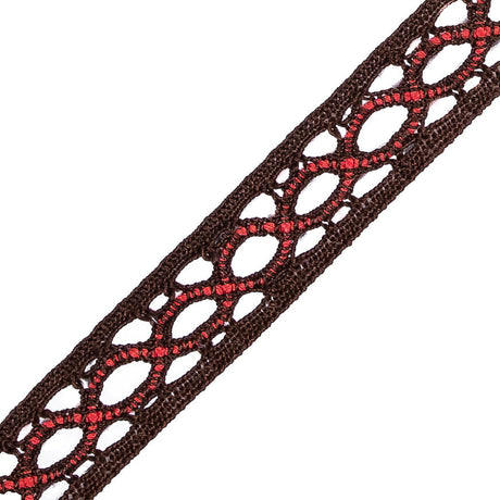 Brown and Coral European Crochet Trim - 0.5"