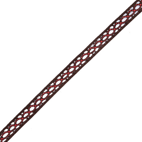 Brown and Coral European Crochet Trim - 0.5"