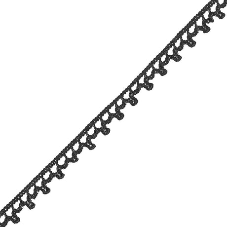 European Charcoal Gray Dainty Crochet Trim - 5/16"