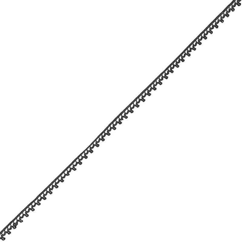 European Charcoal Gray Dainty Crochet Trim - 5/16"