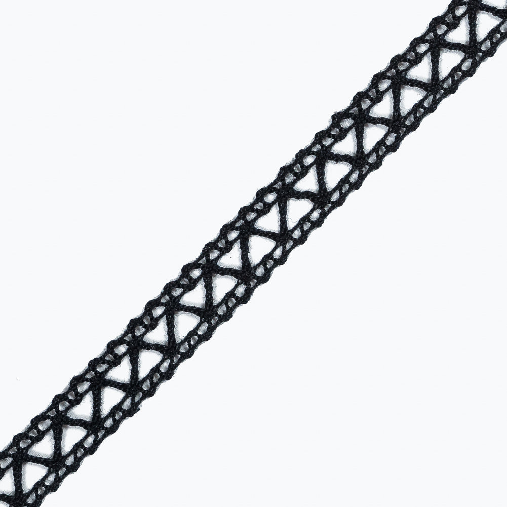 Black European Cotton Crochet Trim - 0.5"