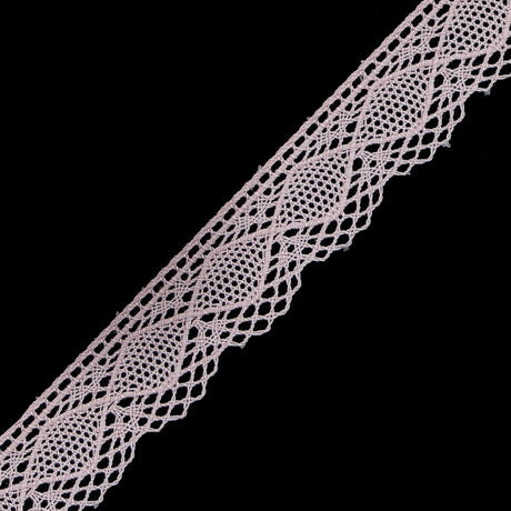 European Pink Crochet Lace Cotton Trim with Scalloped Edge - 3/4"