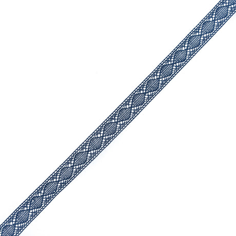 European Navy Diamonds Crochet Lace Cotton Trimming - 3/4"