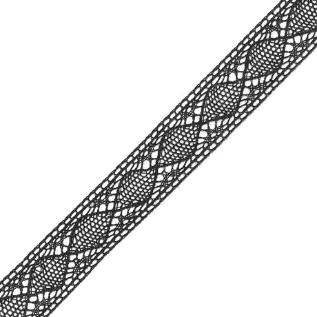 European Black Diamonds Crochet Lace Cotton Trimming - 3/4"
