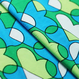 Cool Hearts Polyester Spandex Fabric - Heart Print, Blue Or Orange Pink, 58-60" Width (1 Yard)