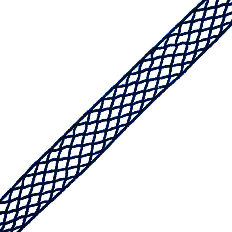 Navy Criss Cross Chenille Trim - 1.5"