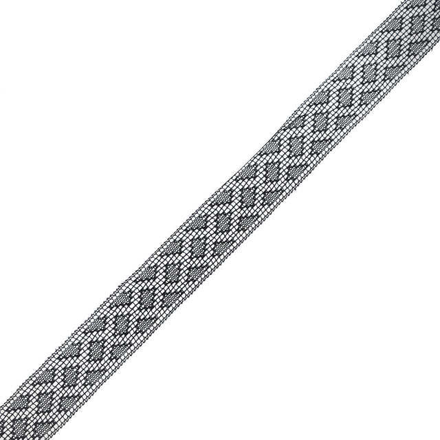 Black European Cotton Crochet Lace Trim - 1"