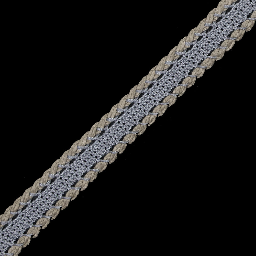Gray and Beige European Crochet Trim - 0.5"