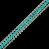 Teal and Beige European Crochet Trim - 0.5"