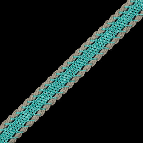 Teal and Beige European Crochet Trim - 0.5"