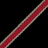 Red and Beige European Crochet Trim - 0.5"