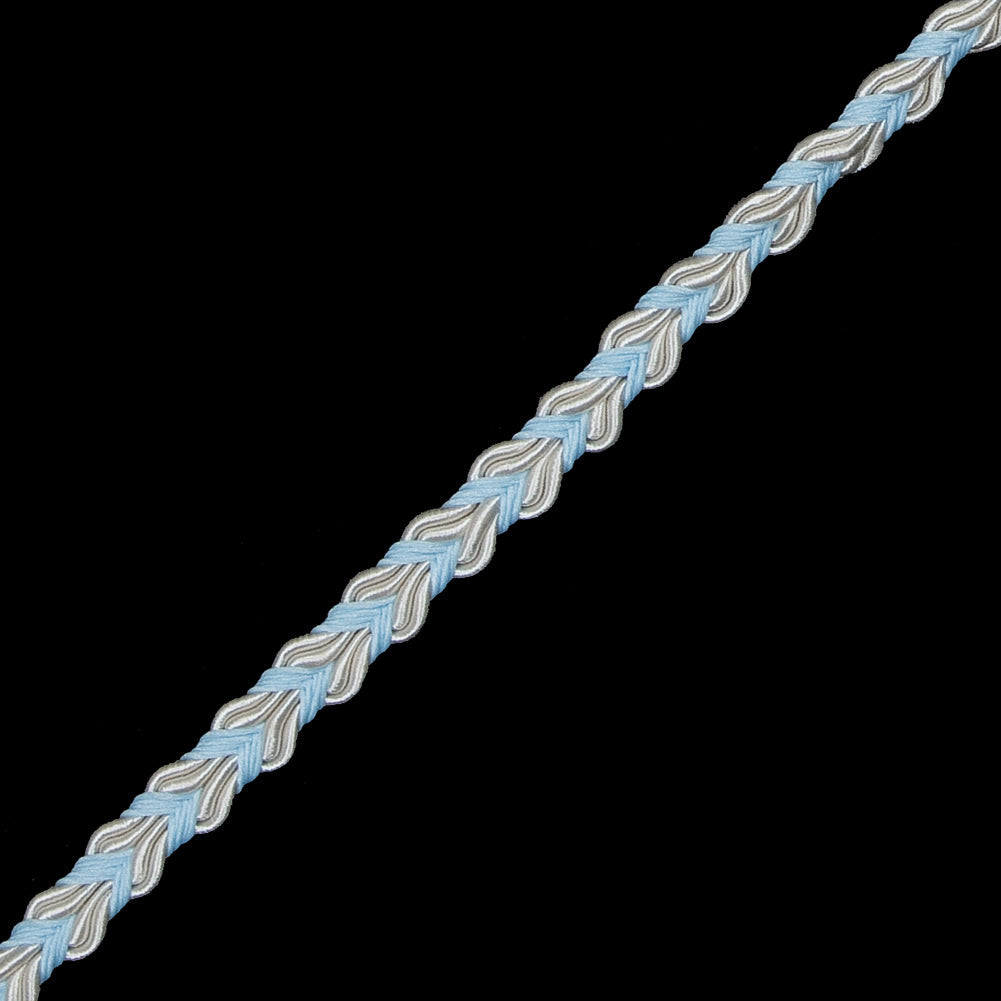 Light Blue and White Two-Tone Braided Trim - 0.25"
