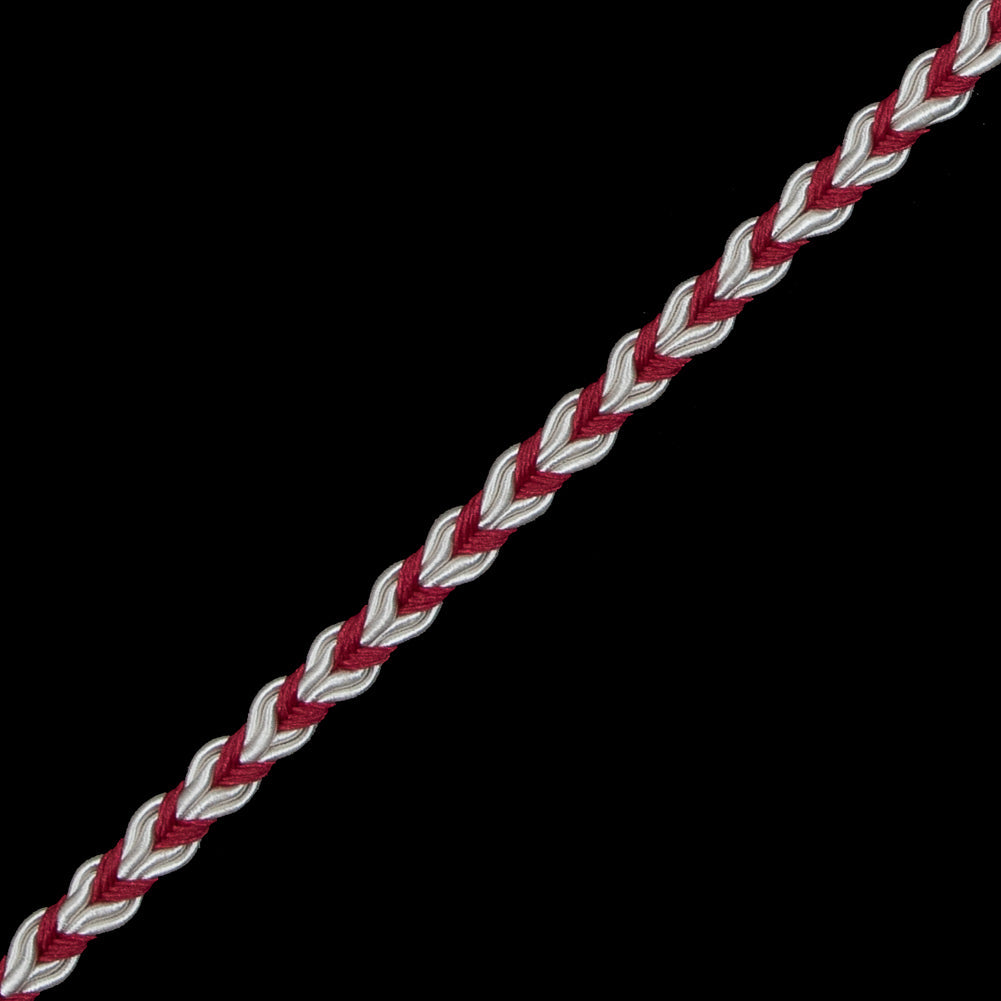 Wine and White Two-Tone Braided Trim - 0.25"