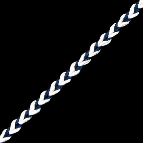 Navy and White Two-Tone Braided Trim - 0.25"