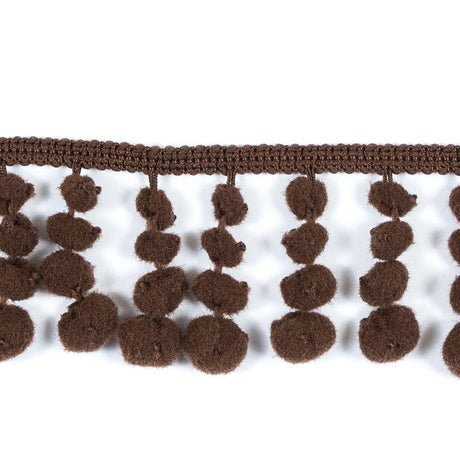 Brown European Pom Pom Fringe - 1.75"