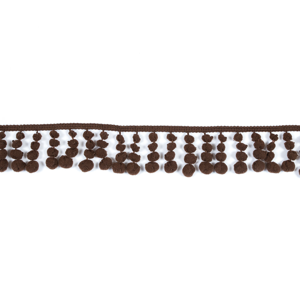 Brown European Pom Pom Fringe - 1.75"