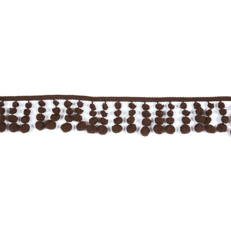 Brown European Pom Pom Fringe - 1.75"