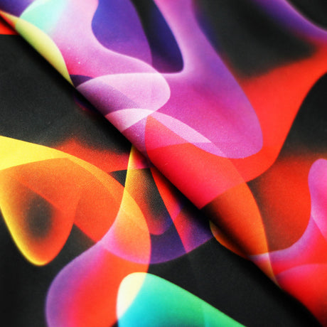 Luv A Lamp Polyester Spandex Fabric - Multicolor Abstract Print, 58/60" Width, 240 GSM (1 Yard)
