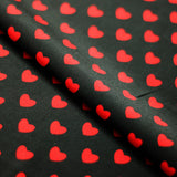 Candy Hearts Polyester Spandex Fabric - Small Red Hearts Print, 58/60" Width (1 Yard)