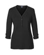 Devon & Jones Women's Perfect Fit Y-Placket Convertible Sleeve Knit Top