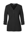 Devon & Jones Women's Perfect Fit Y-Placket Convertible Sleeve Knit Top