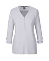 Devon & Jones Women's Perfect Fit Y-Placket Convertible Sleeve Knit Top