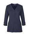 Devon & Jones Women's Perfect Fit Y-Placket Convertible Sleeve Knit Top